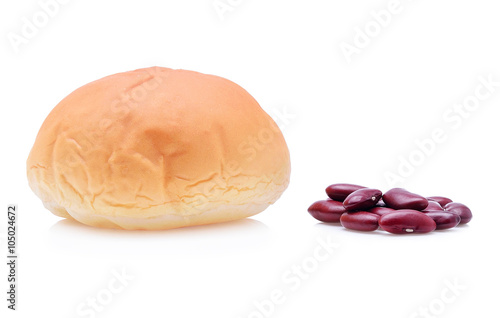 Red Bean Filled Bun on white background