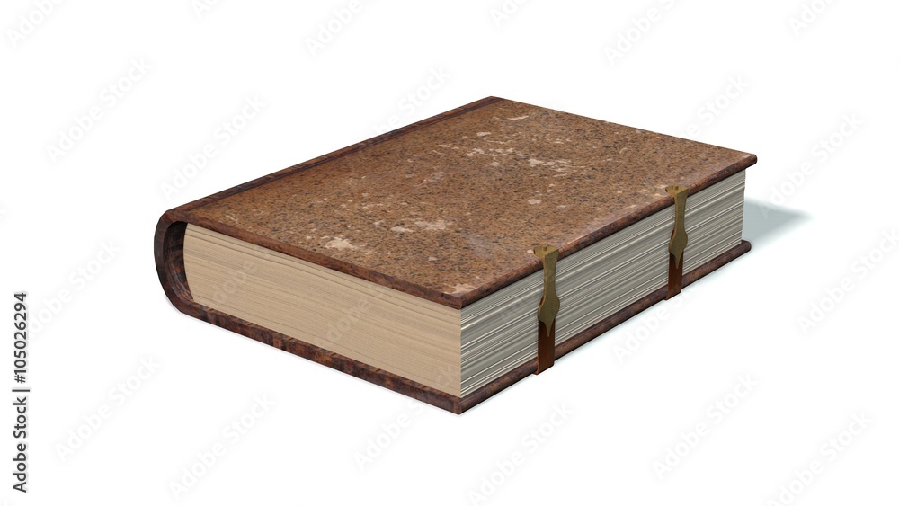 old book with metal claps isolated on white old book with metal claps isolated on white
