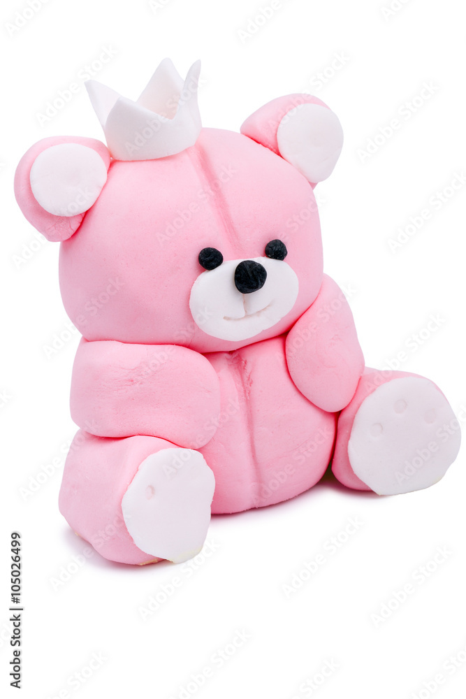 Obraz premium Pink bear from marzipan isolated on a white