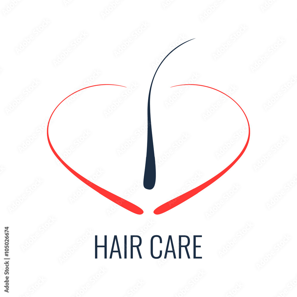Hair care logo. Hair follicle icon. Hair bulb symbol. Hair medical diagnostics sign. Hair medical center poster. Hair loss treatment concept. Vector illustration.
