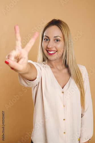 Wallpaper Mural Attractive young blonde woman is happy Torontodigital.ca