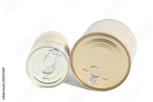 sealed metal cans isolated on white background