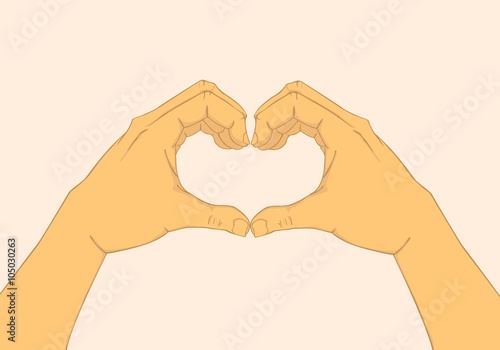 Hands making a heart shape. Vector and illustration