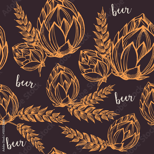 Beer seamless pattern background vector.