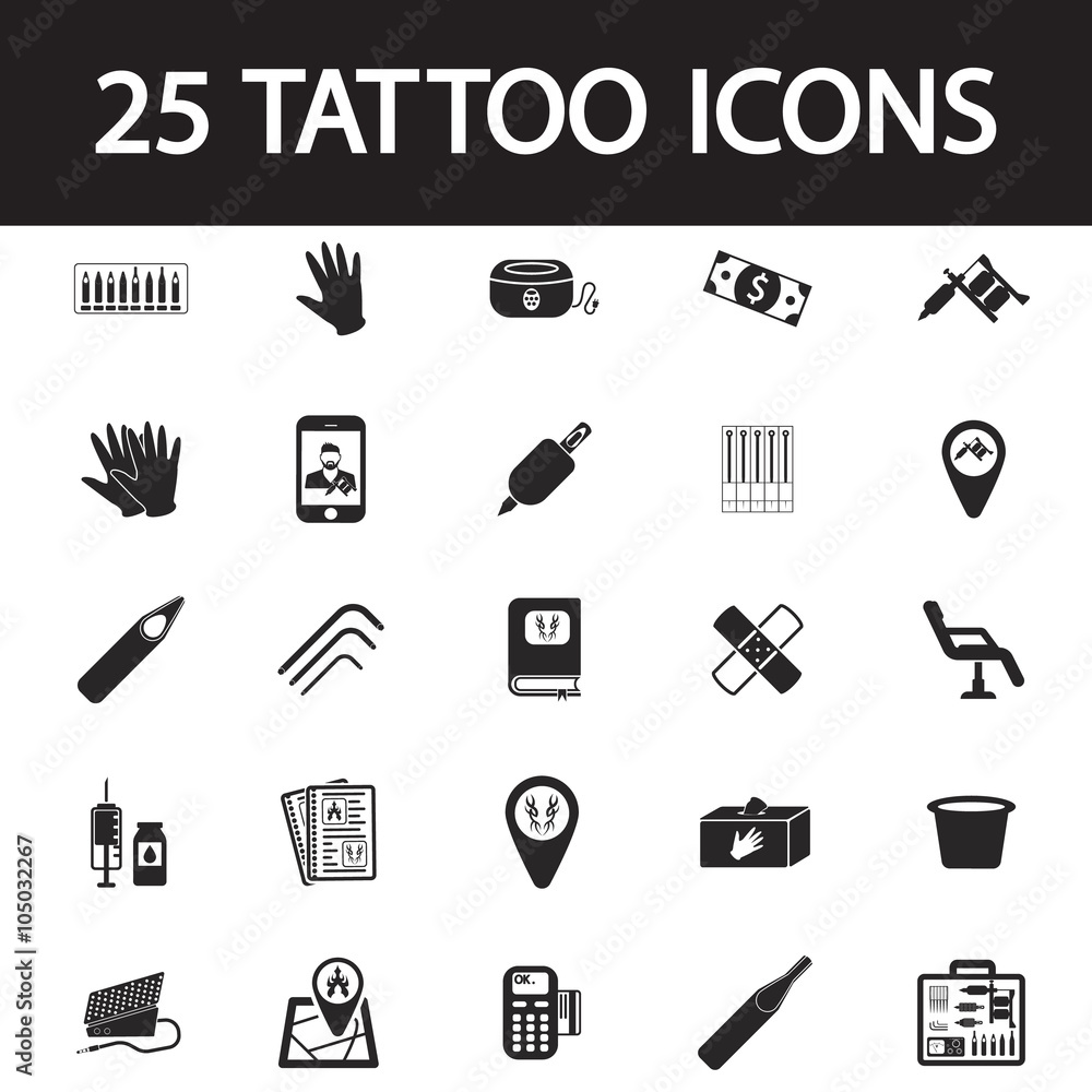 tattoo studio icon set tattoo studio icon set