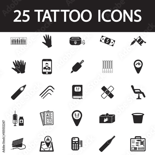 tattoo studio icon set