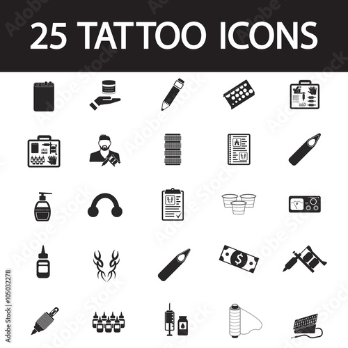 tattoo studio icon set