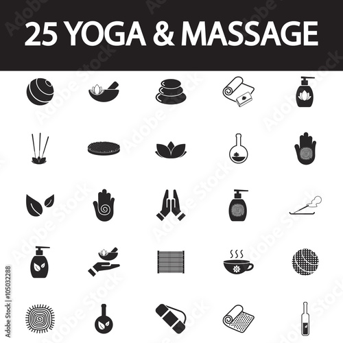 yoga and massage icon set