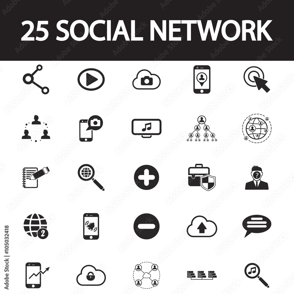 social network set icon social network set icon