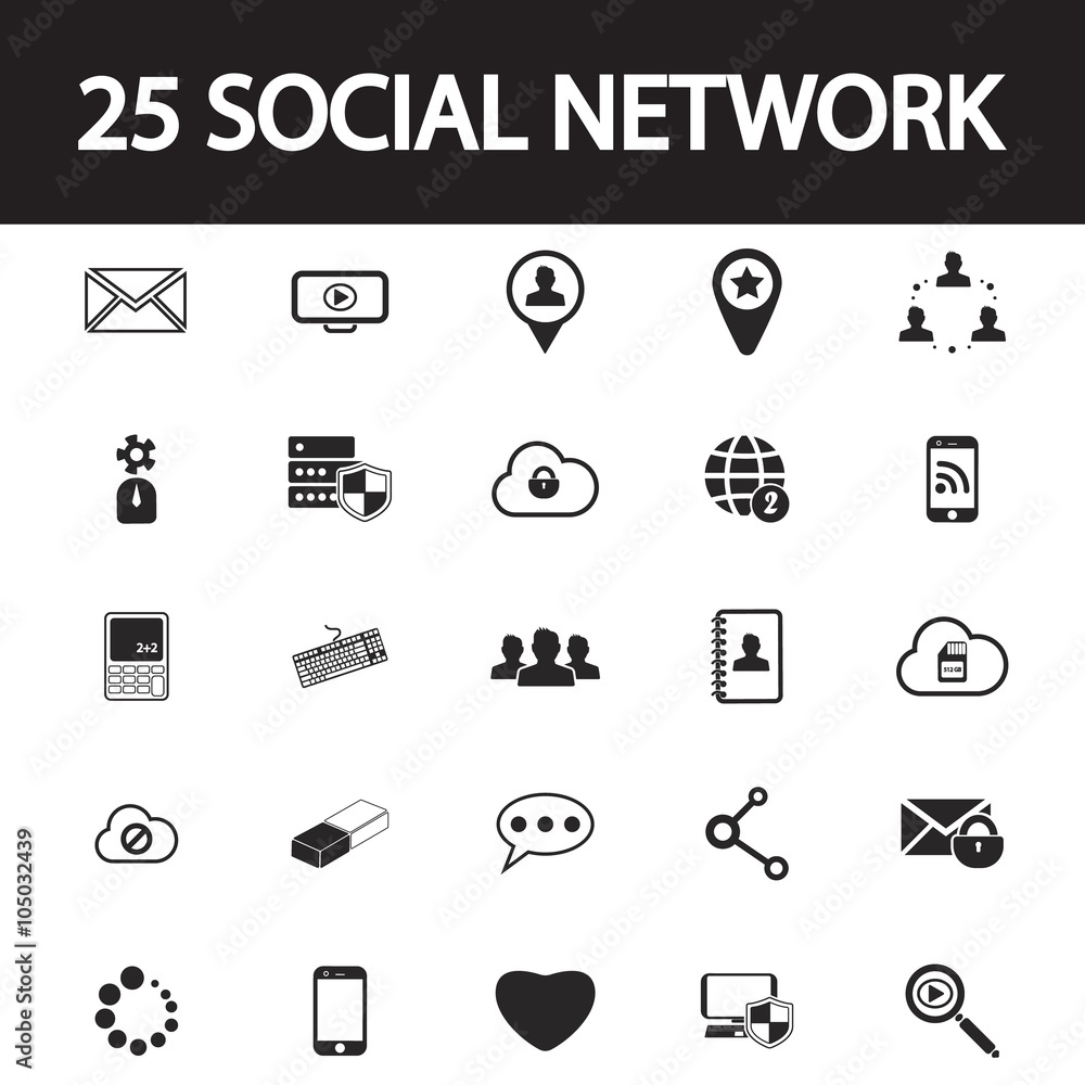 social network set icon social network set icon