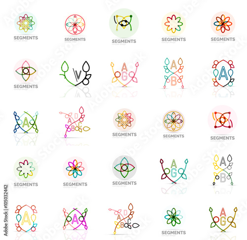 Linear abstract logos, letters, swirls