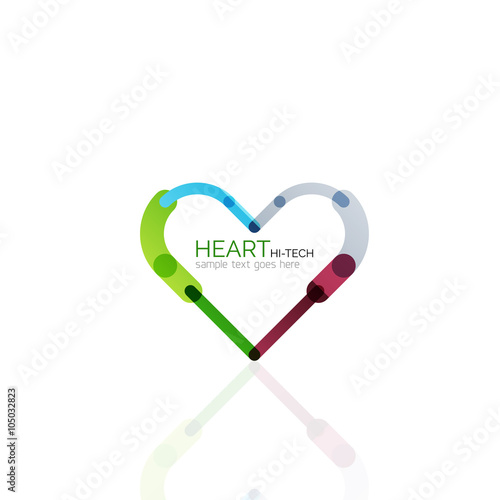 Logo love heart, abstract linear geometric business icon