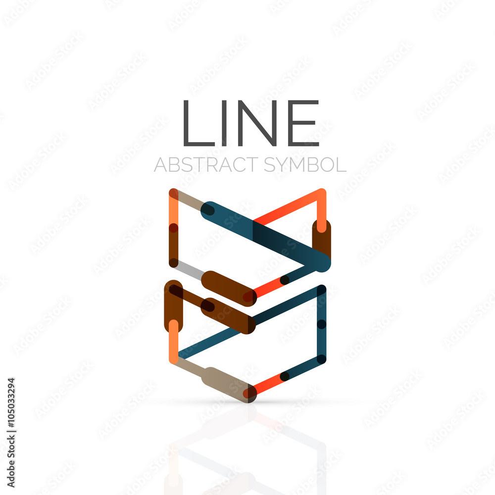 Linear abstract logo, connected multicolored segments of lines geometrical figure Linear abstract logo, connected multicolored segments of lines geometrical figure