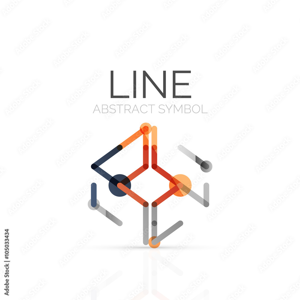 Linear abstract logo, connected multicolored segments of lines geometrical figure Linear abstract logo, connected multicolored segments of lines geometrical figure