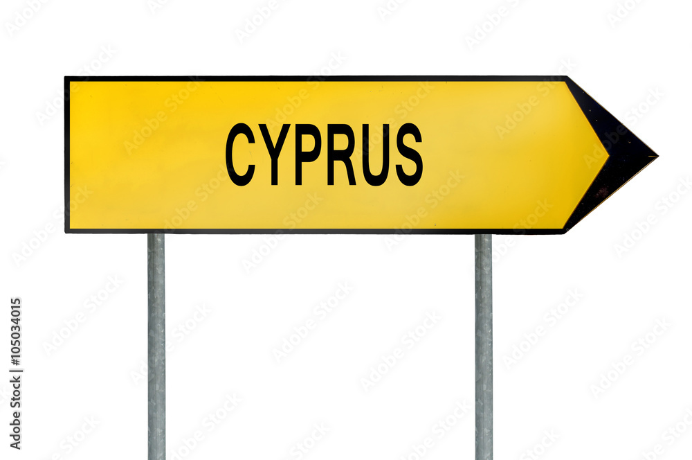Yellow street concept sign Cyprus isolated on white Yellow street concept sign Cyprus isolated on white