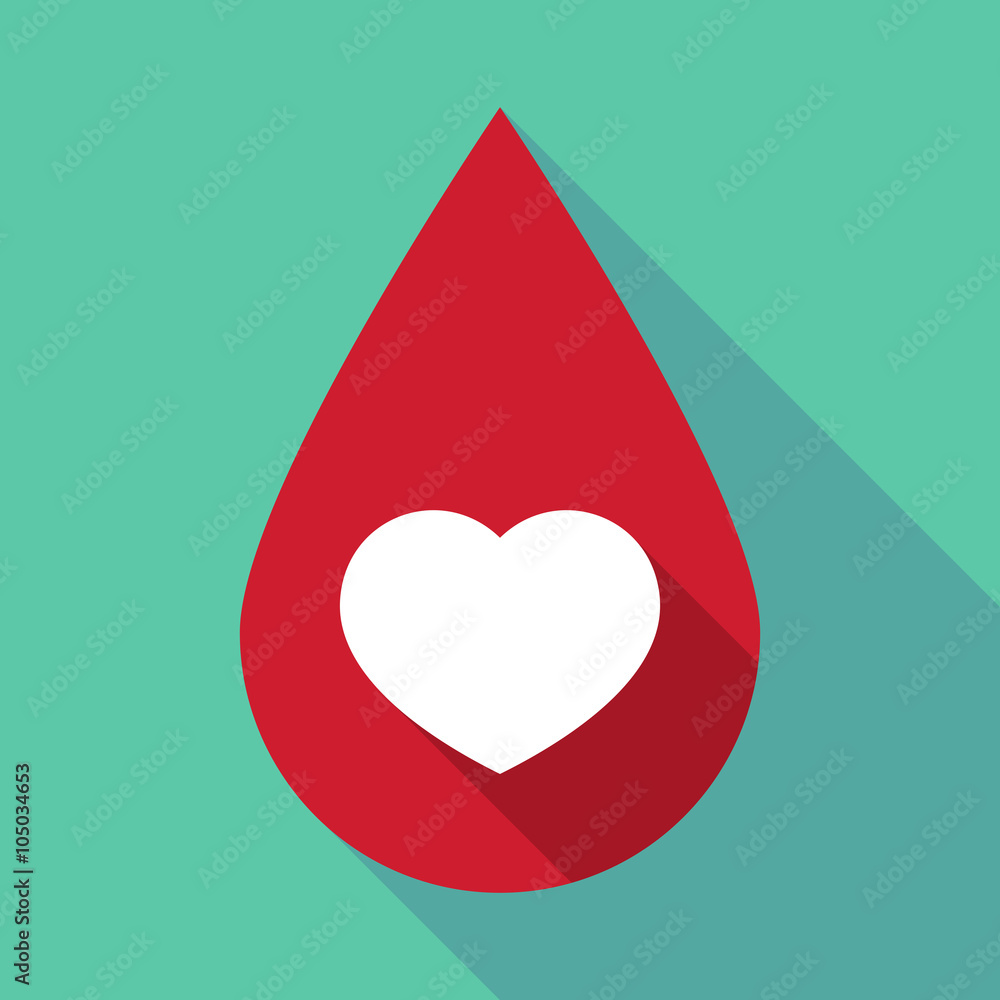 Long shadow blood drop with a heart Long shadow blood drop with a heart