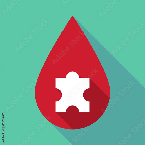 Long shadow blood drop with a puzzle piece