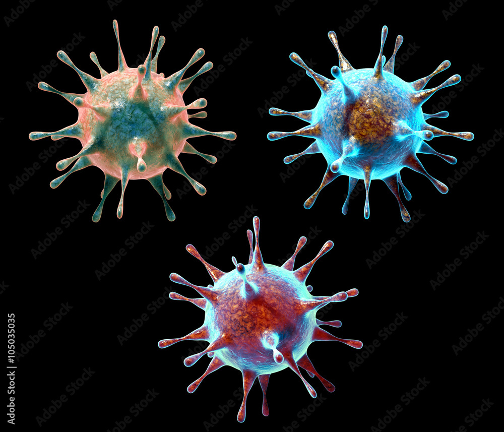 Medical illustration of virus, bacteria,microbe isolated on black background Medical illustration of virus, bacteria,microbe isolated on black background