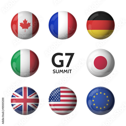 Group of Seven. Country flags. G7 summit