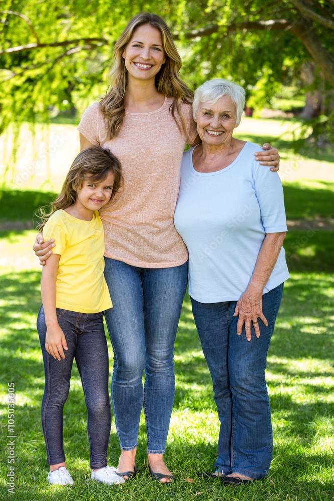 Smiling family standing