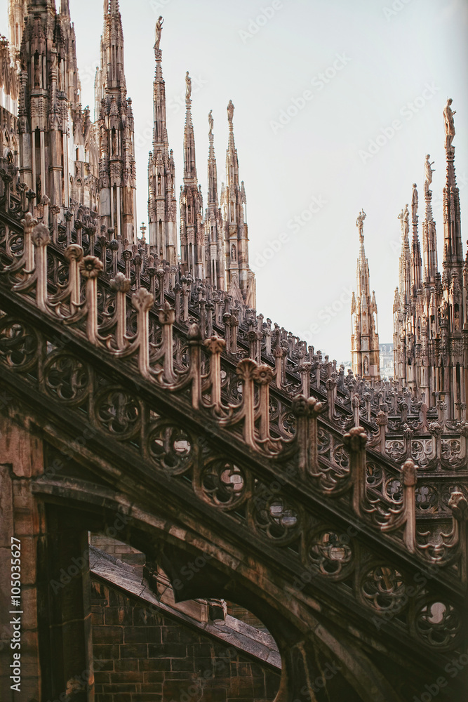 architecture of the building the Duomo in Milan