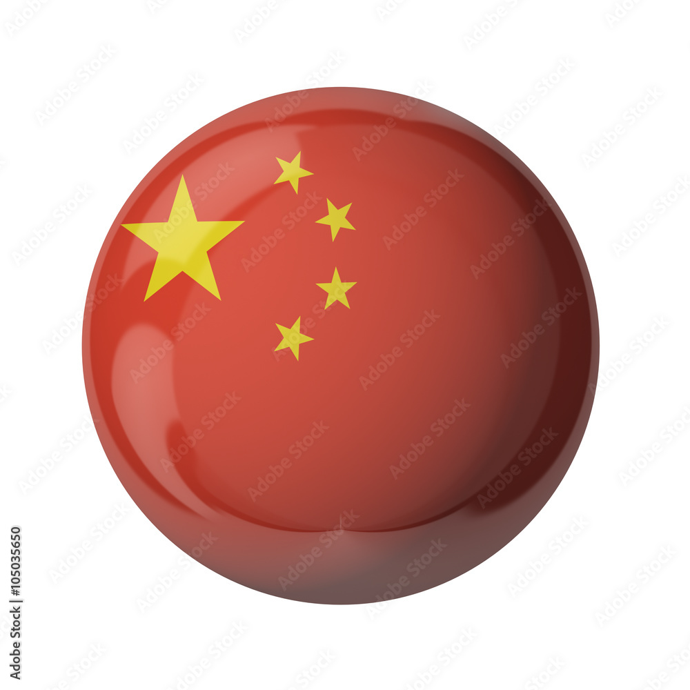 China flag, glassy ball