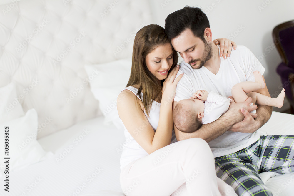 Happy family with newborn baby Happy family with newborn baby