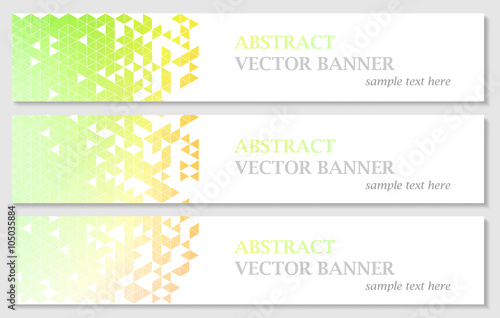 Vector banners with abstract multicolored polygonal mosaic background. 