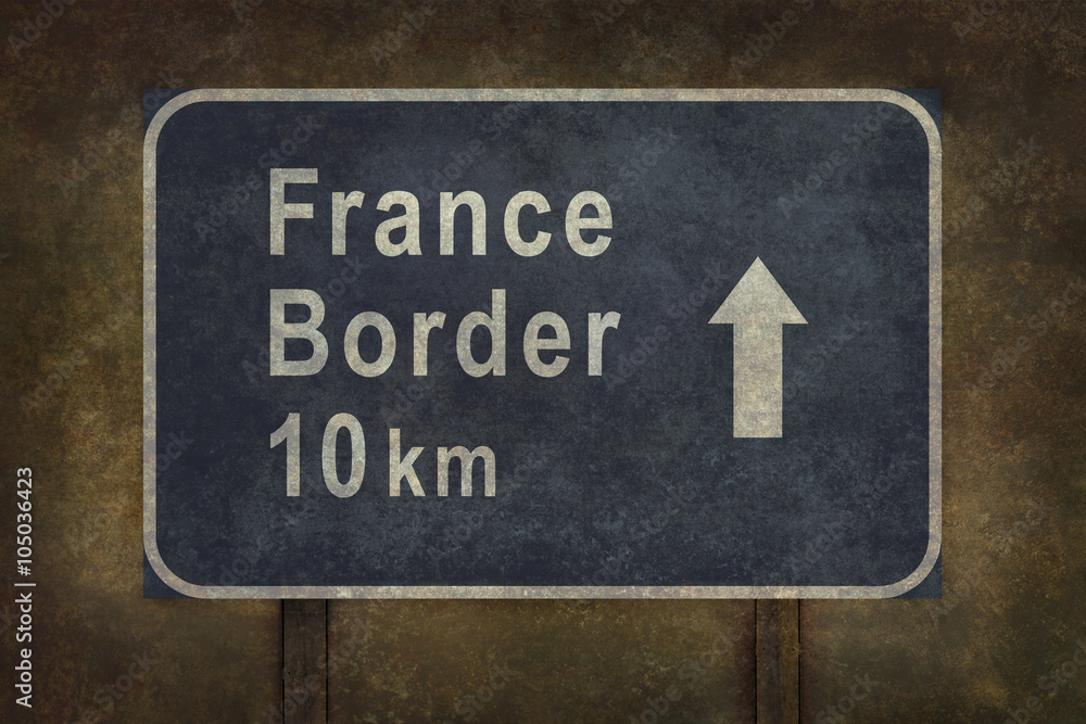 France border 10km roadside sign illustration