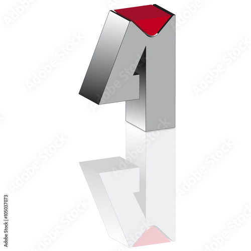 4 Strich rot 3d