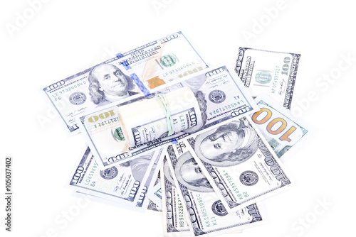 dollar banknotes on a white background
