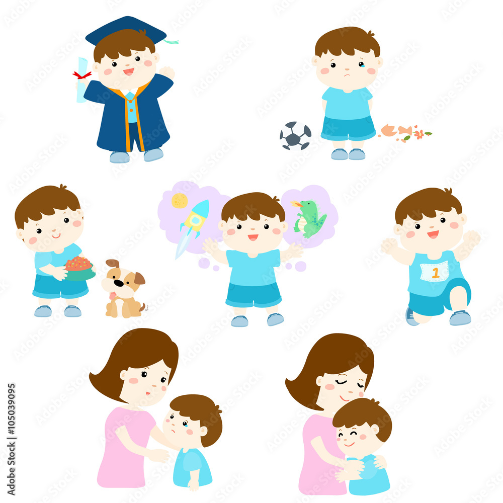 Pack of variety boy activity cartoon character vector . Pack of variety boy activity cartoon character vector .