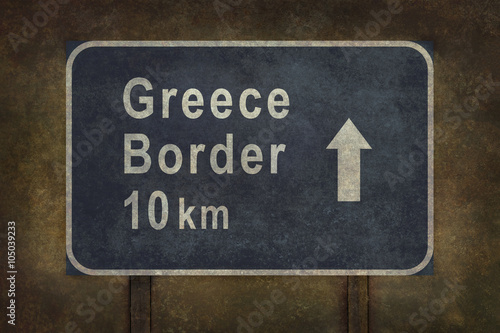 Greece border 10km roadside sign illustration