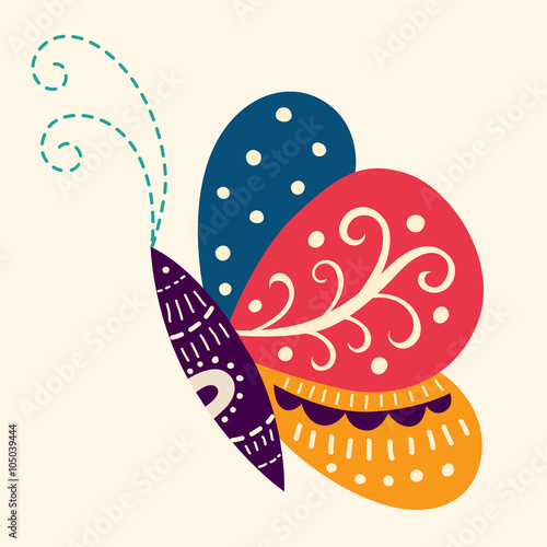 Art vector colorful illustration with beautiful butterfly
