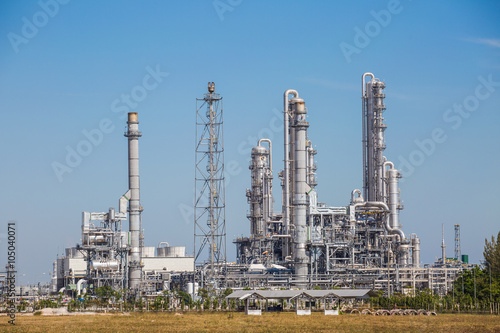 Refinery tower fo oil and refinery plant with blue sky - Landscape view