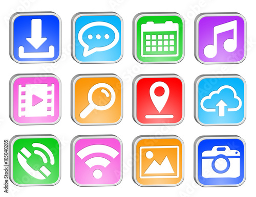 Web square icons set