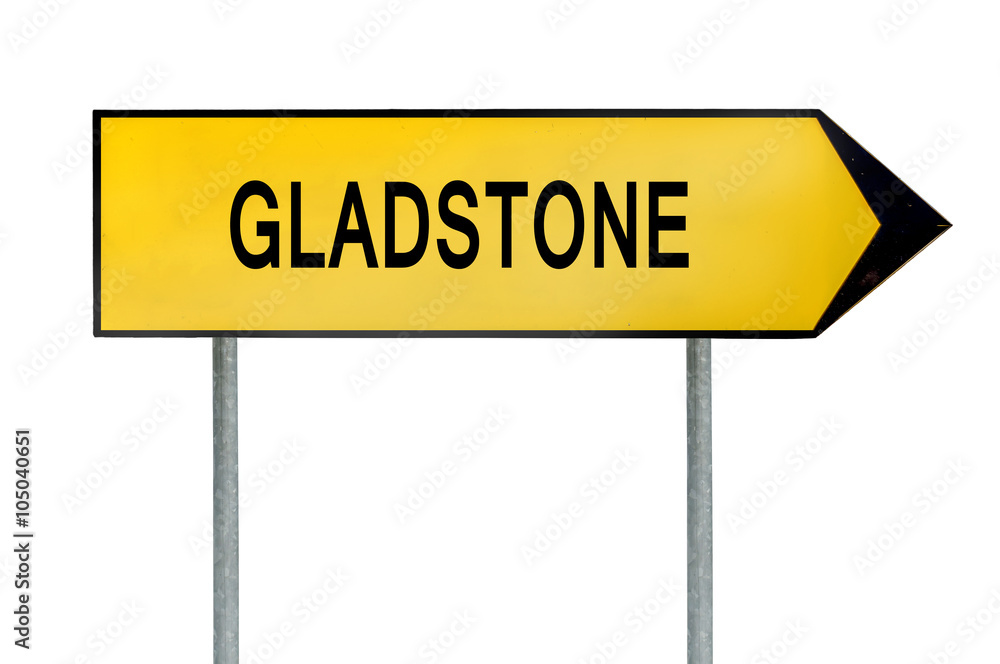 Yellow street concept sign Gladstone isolated on white Yellow street concept sign Gladstone isolated on white
