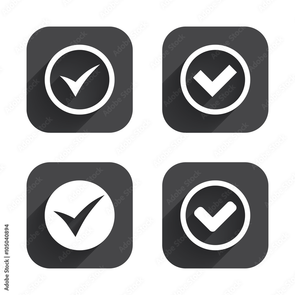 Check signs. Checkbox confirm icons. Check signs. Checkbox confirm icons.
