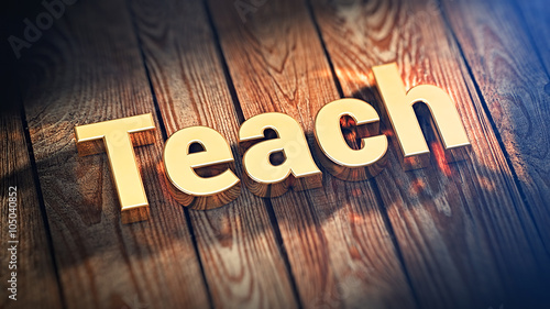 Word Teach on wood planks