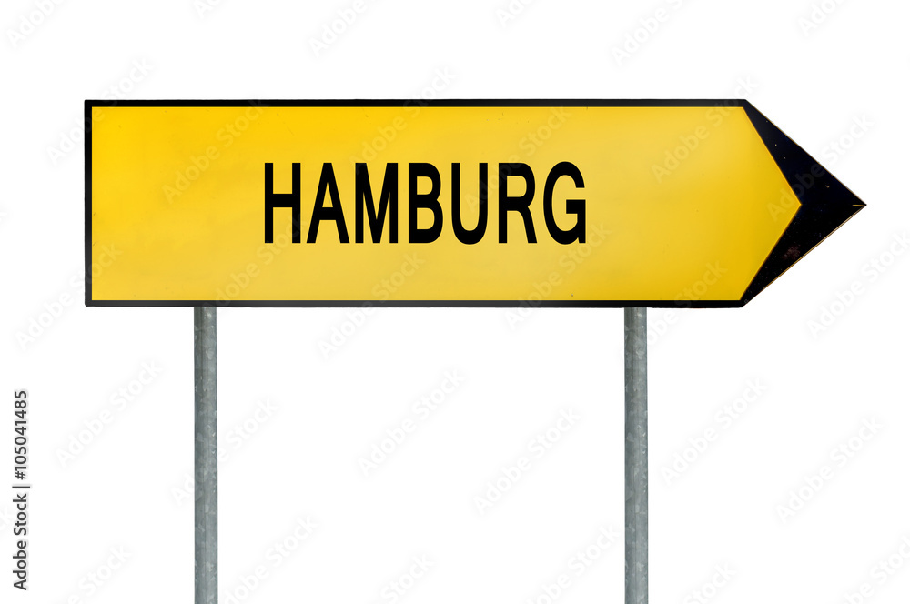 Yellow street concept sign Hamburg isolated on white Yellow street concept sign Hamburg isolated on white