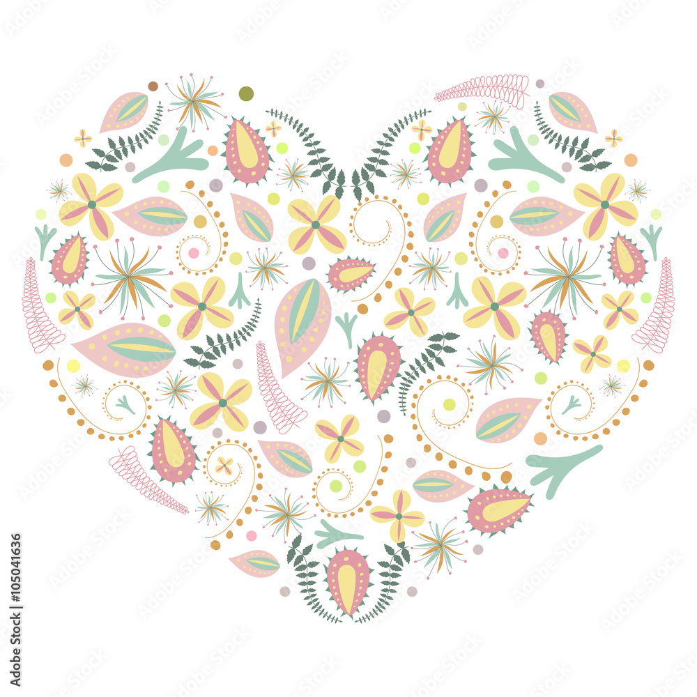 Fototapeta premium Vector illustration of colorful flower heart