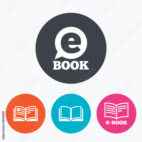 Electronic book signs. E-Book symbols.
