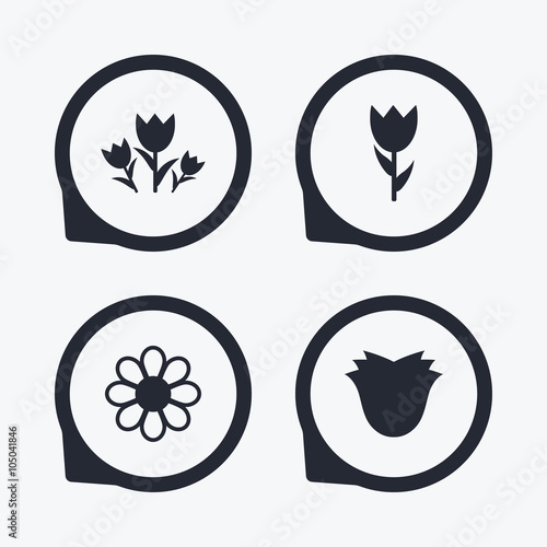 Flowers icons. Bouquet of roses symbol.