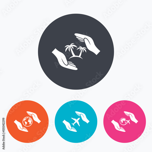 Hands insurance icons. Travel trip flights. Free Download Hands insurance icons. Travel trip flights. - GFXLoad