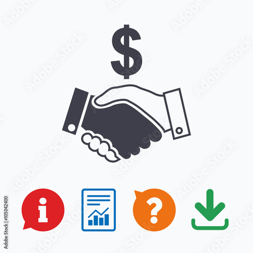 Dollar handshake sign icon. Successful business.