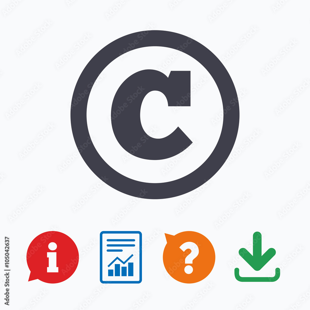 Copyright sign icon. Copyright button. Copyright sign icon. Copyright button.