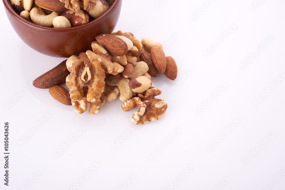 Mix nuts on white background Mix nuts on white background