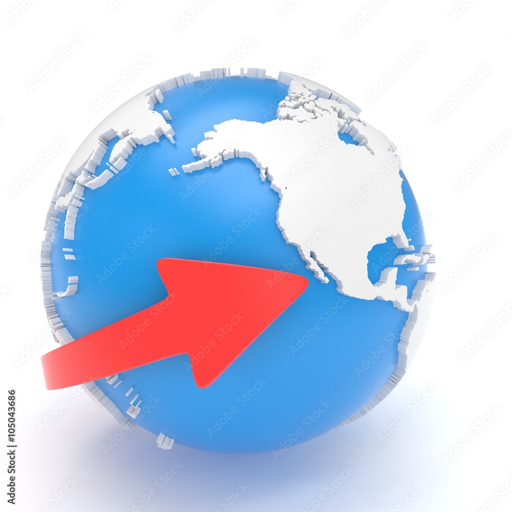 Fototapeta premium Arrow and Earth globe. 3d render