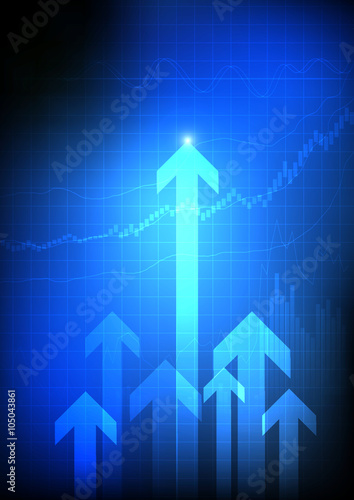 Vector : Candle sticks and bar chart with arrows on business bac