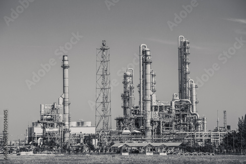 Oil refinery industrial plant   black and white tone